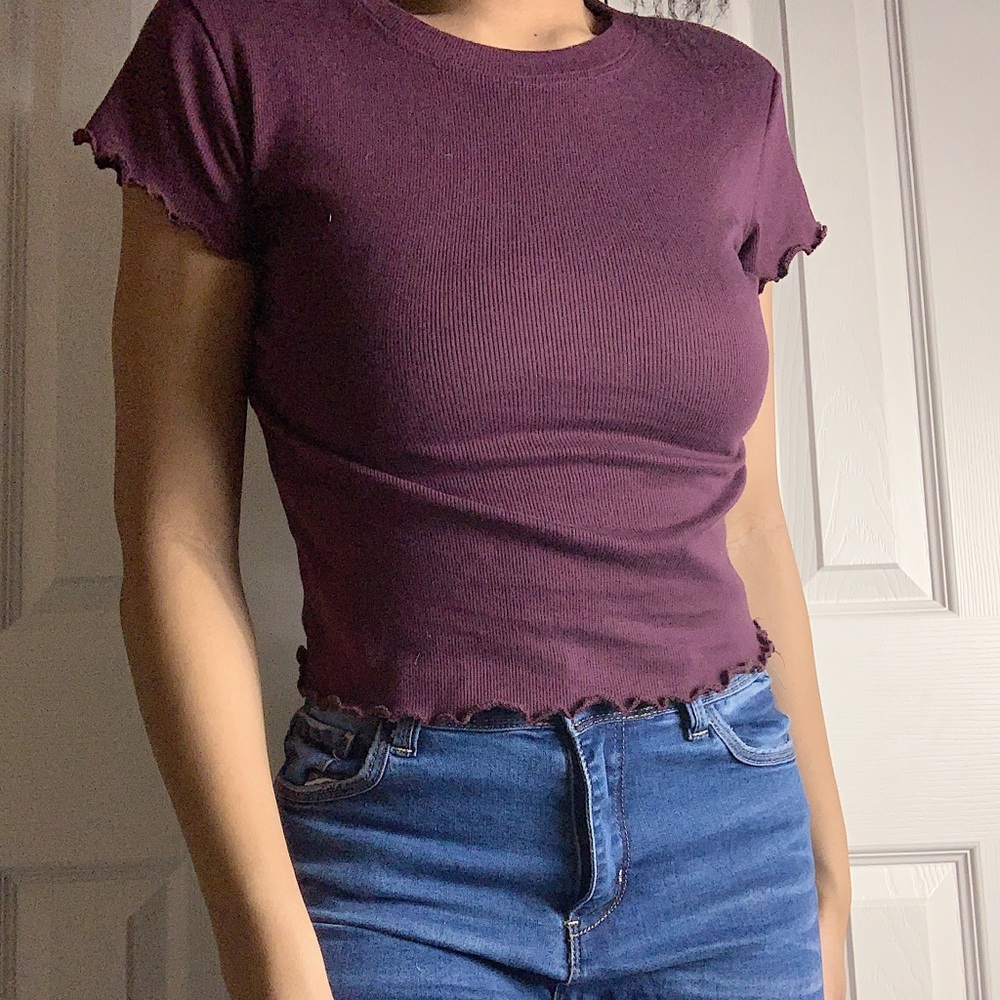 Burgundy Cropped Shirt